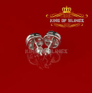 King of Blings- 3.02ct Cubic Zirconia 925 White Sterling Silver Hip Hop Round Earring for Ladies KING OF BLINGS