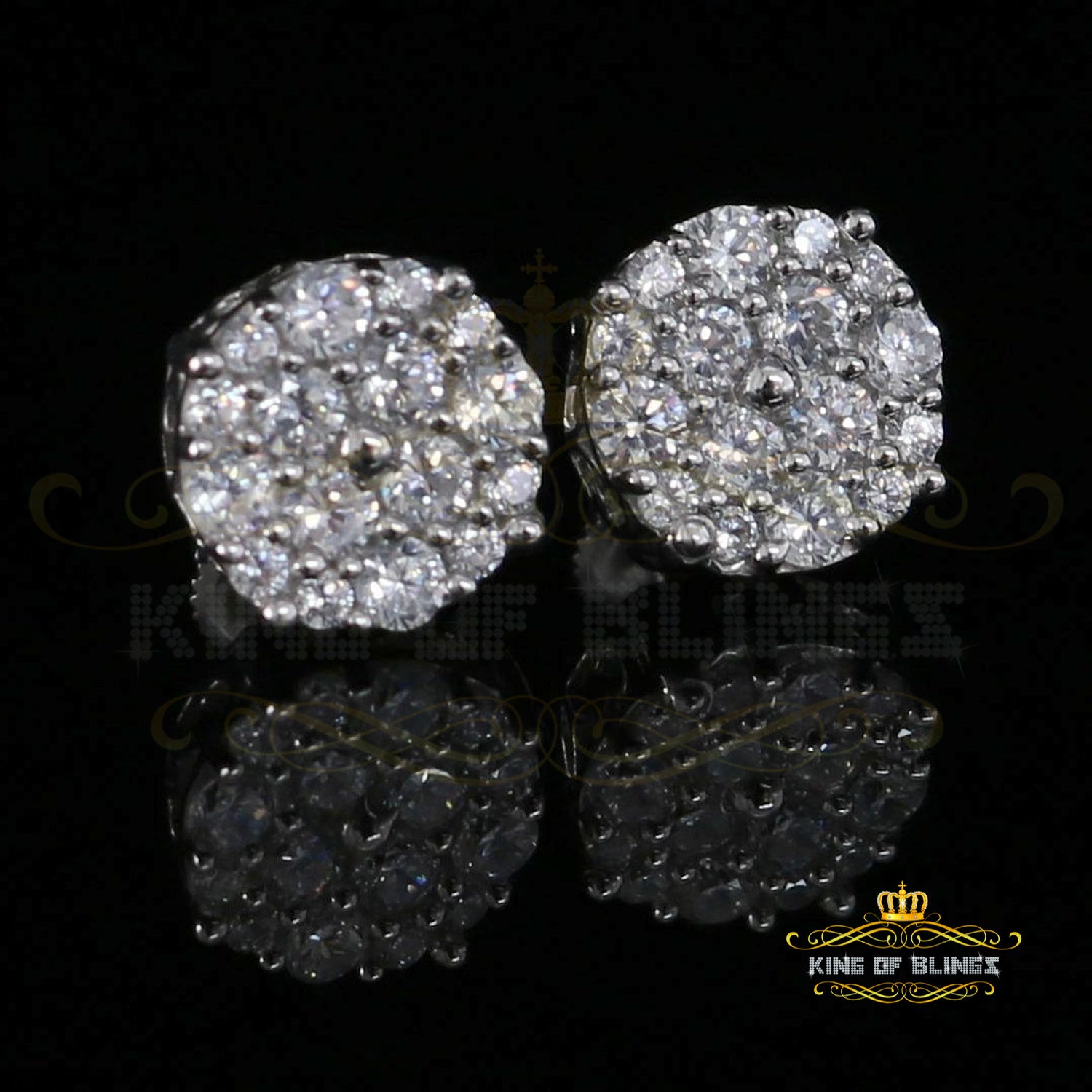 King of Blings- Aretes Para Hombre 925 White Silver 2.48ct Cubic Zirconia Round Women's Earring KING OF BLINGS