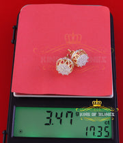 King of Bling's 925 Yellow Silver 1.13ct Cubic Zirconia Women's & Men's Hip Hop Flower Earrings KING OF BLINGS