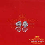 King Of Bling's Aretes Para Hombre Heart 925 White Silver 0.10ct Diamond Women & Men Earrings KING OF BLINGS