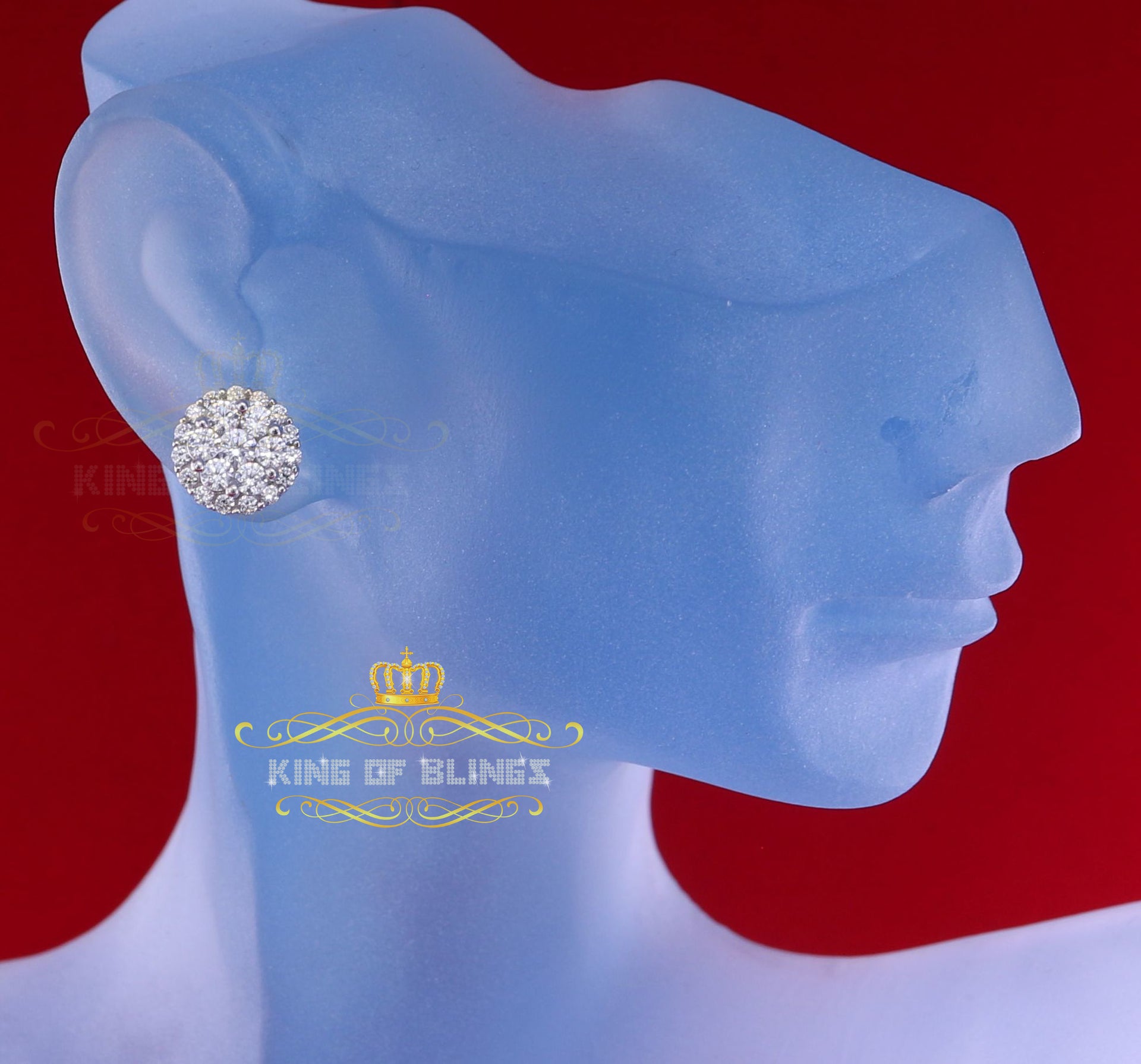 King of Blings- Aretes Para Hombre 925 White Silver 1.49ct Cubic Zirconia Floral Women Earrings KING OF BLINGS