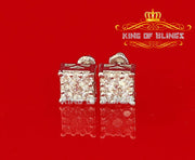 King of Blings- Hip Hop 925 White Silver 1.68ct Cubic Zirconia Women's / Men's Square Earrings KING OF BLINGS