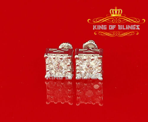 King of Blings- Hip Hop 925 White Silver 1.68ct Cubic Zirconia Women's / Men's Square Earrings KING OF BLINGS