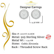 King of Bling's Yellow 925 Sterling Silver 0.24ct Cubic Zirconia For Women's Round Earrings KING OF BLINGS