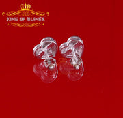 King Of Bling's Aretes Para Hombre Heart 925 White Silver 0.15ct Diamond Women's Stud Earring KING OF BLINGS