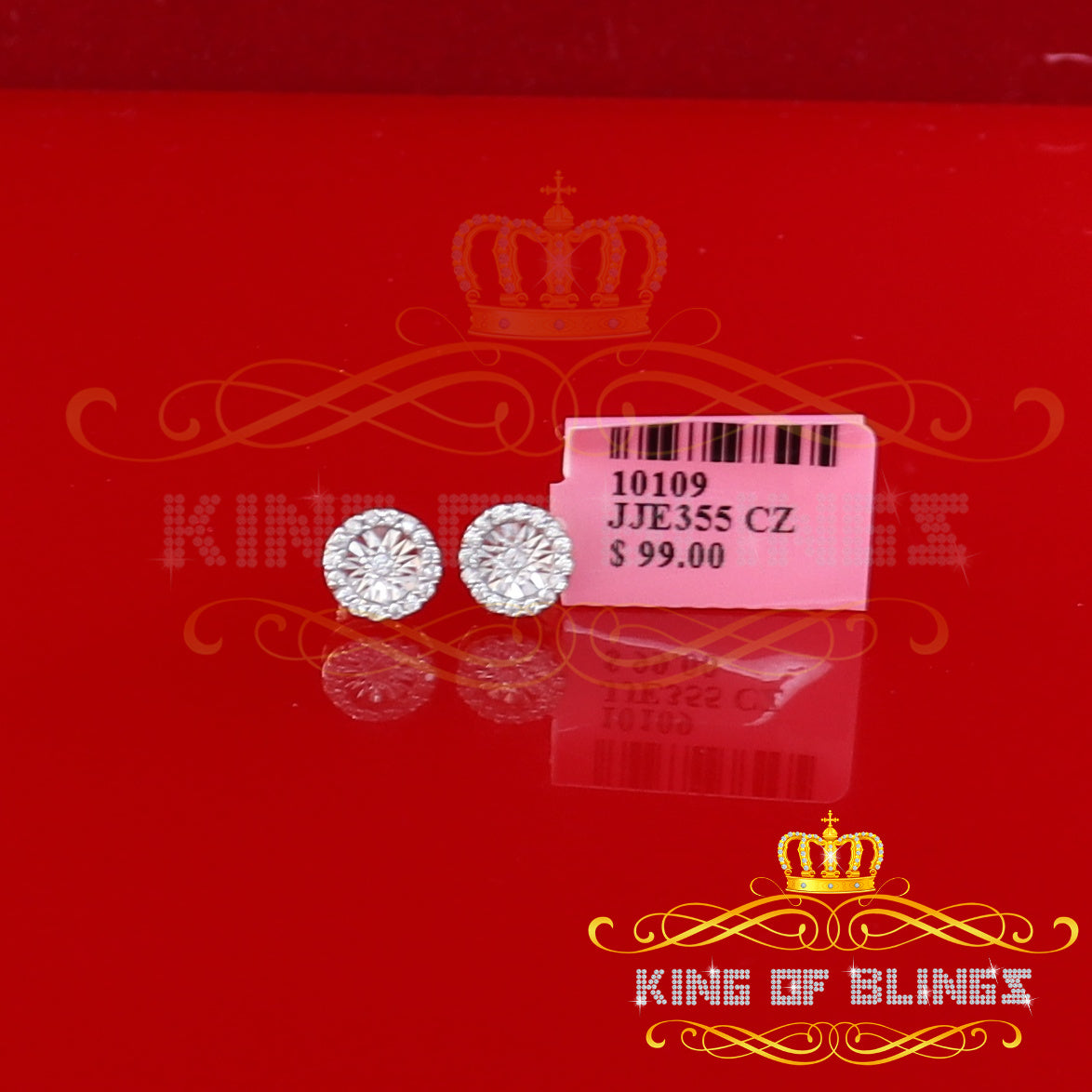King of Bling's 925 Yellow Silver 1.28ct Cubic ZirconiaFashion Women's/ Men's Round Earrings KING OF BLINGS