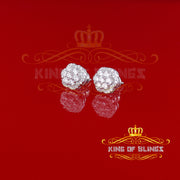 King of Blings- Aretes Para Hombre 925 White Silver Women's 1.22ct Cubic Zirconia Flower Earring KING OF BLINGS