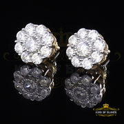 King of Bling's 925 Yellow Silver 2.1ct Cubic Zirconia Women's & Men's Hip Hop Floral Earrings KING OF BLINGS