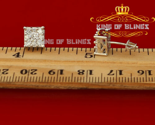 King of Blings- Hip Hop 925 White Silver 1.68ct Cubic Zirconia Women's / Men's Square Earrings KING OF BLINGS