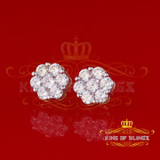 King of Bling's 925 Silver Yellow 1.56ct Cubic Zirconia Hip Hop Floral Women's & Men's Earrings KING OF BLINGS