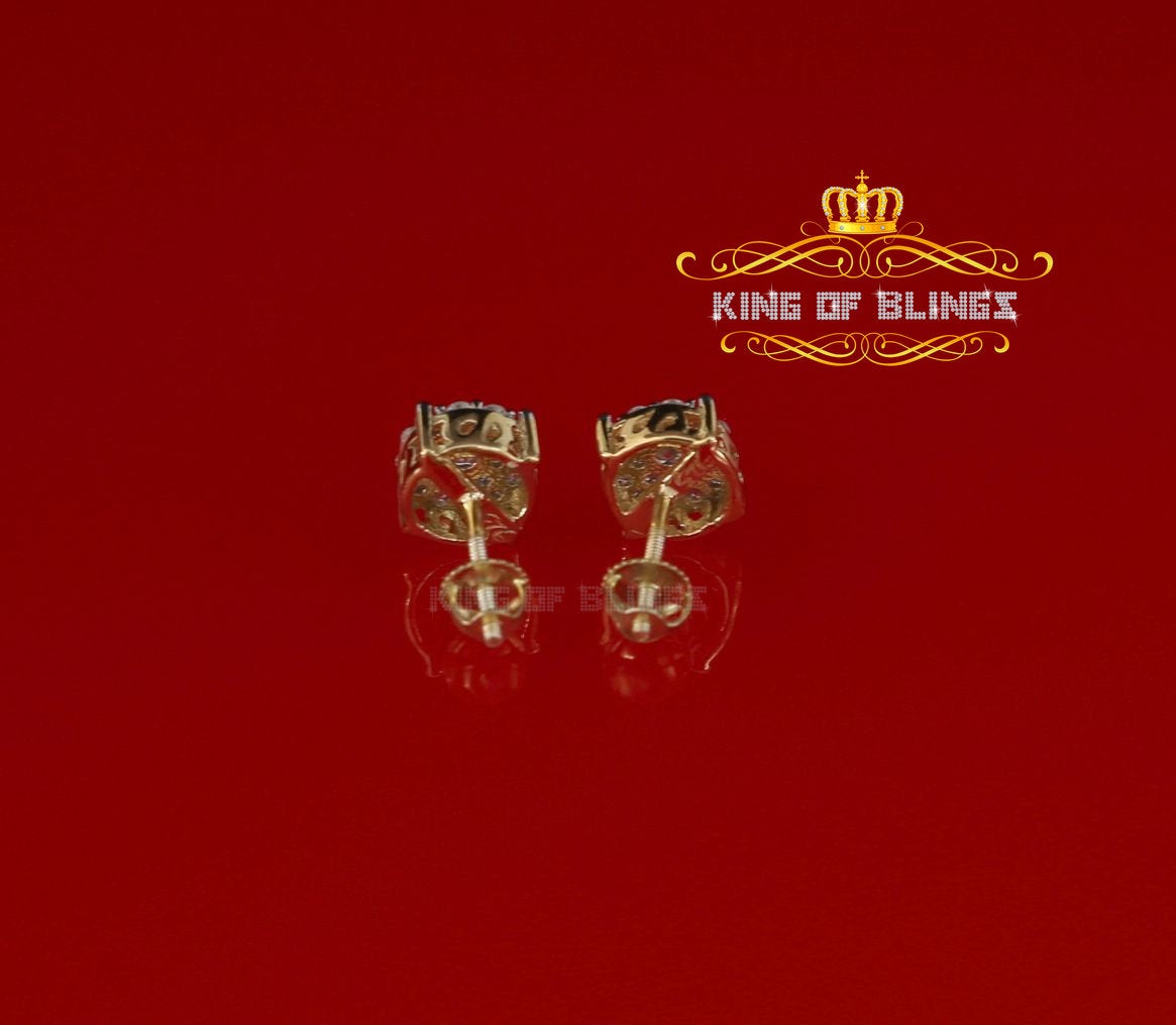 King of Bling's Aretes Para Hombre 925 Yellow Silver 0.66ct Cubic Zirconia Round Women's Earring KING OF BLINGS
