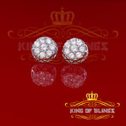King of Blings- 3.28ct Cubic Zirconia 925 White Silver Women's & Men's Hip Hop Flower Earrings KING OF BLINGS