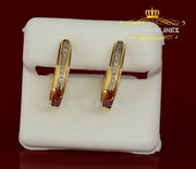 King of Blings-0.33ct Diamond 925 Sterling Silver Yellow Hoop Stud Earrings For Men's / Women's KING OF BLINGS