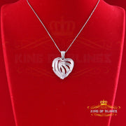 King Of Bling's Real 0.12CT Diamond HEART in 925 Sterling Silver White Charm Necklace Pendant KING OF BLINGS