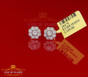 0.03ct Diamond 925 Sterling Silver Yellow Floral illusion Earrings For Men Women KING OF BLINGS