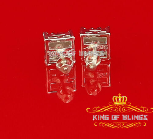King of Blings- Hip Hop 925 White Silver 1.68ct Cubic Zirconia Women's / Men's Square Earrings KING OF BLINGS