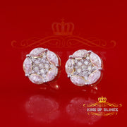 King  of Bling's 925 Sterling Silver Yellow Marquise Women Round Stud Earrings 3.00ct moissanite KING OF BLINGS