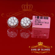King of Blings- 3.28ct Cubic Zirconia 925 White Silver Women's & Men's Hip Hop Flower Earrings KING OF BLINGS