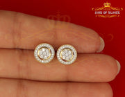 King of Bling's Aretes Para Hombre 925 Yellow Silver 1.59ct Cubic Zirconia Round Women's Earring KING OF BLINGS