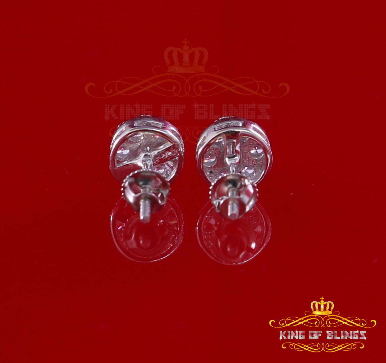 King of Blings- 1.72ct Cubic Zirconia 925 White Sterling Silver Women's Hip Hop Round Earrings KING OF BLINGS