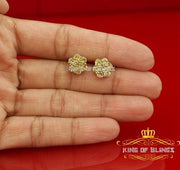 King of Bling's 4.12ct Cubic Zirconia 925 Yellow Silver Women's & Men's Hip Hop Flower Earrings KING OF BLINGS
