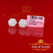 King of Bling's 925 Yellow Silver 1.74ct Cubic Zirconia Flower Earrings For Ladies / Gent's KING OF BLINGS