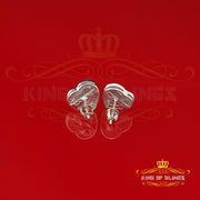 King Of Bling's Aretes Para Hombre Heart 925 White Silver 0.20ct Diamond Women's /Men's Earring KING OF BLINGS