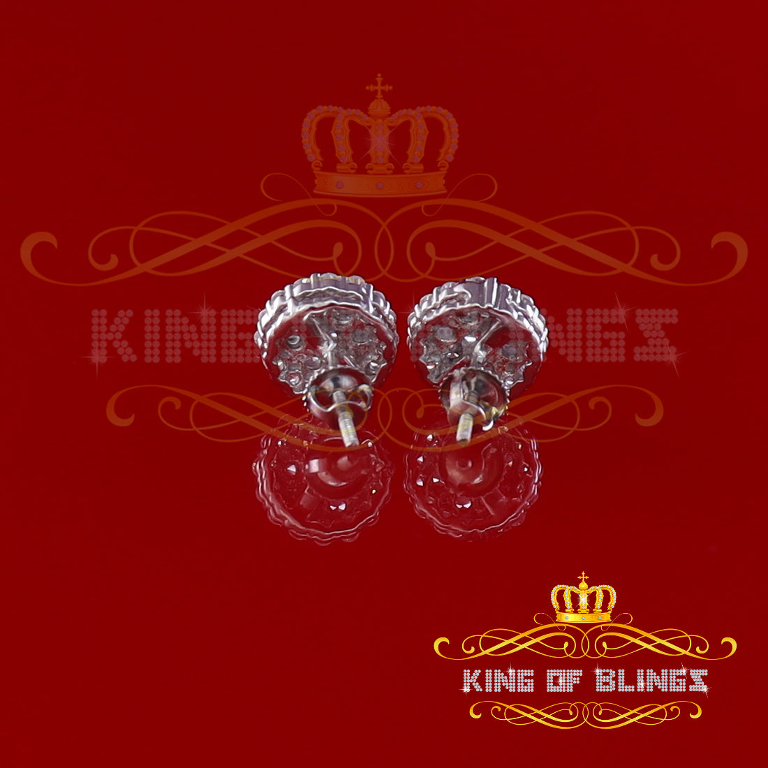 King of Blings- Aretes Para Hombre 925 White Silver 2.45ct Cubic Zirconia Round Women's Earring KING OF BLINGS