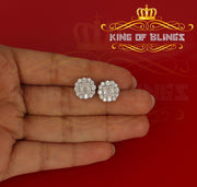 King of Blings White Silver 1.06ct Cubic Zirconia Round Floral Earrings Womens/Mens KING OF BLINGS