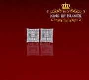 King of Blings- Hip Hop White 925 Silver 0.68ct Cubic Zirconia Women's & Men's Square Earrings KING OF BLINGS