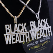 Create Your Custom design in 925 Sterling Silver 2.00inch  BLACK WEALTH 2 row Pendant with  Cubic Zirconia KING OF BLINGS