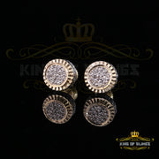 0.10ct Diamond 925 Sterling Silver Yellow Round Earrings For Men's / Women's KING OF BLINGS