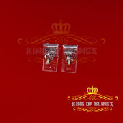 King of Bling's 925 Yellow Starling Silver 0.74ct Cubic Zirconia Square Women's & Men's Earrings KING OF BLINGS