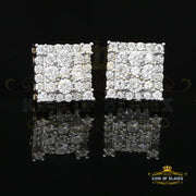 King of Blings- 925 White Sterling Silver 0.96ct Cubic Zirconia Women's & Men's Square Earrings KING OF BLINGS