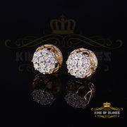 King of Blings-0.07ct Diamond 925 Sterling Yellow Silver For Men's & Womens Stud Round Earring KING OF BLINGS