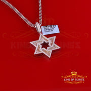 King Of Bling's 925 Silver Baggutte White Star of David Moissanite Pendant Mens 3.00ct VVS 'D KING OF BLINGS