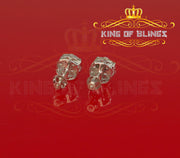King of Blings- 925 White Silver Aretes Para Hombre 0.87ct Cubic Zirconia Round Women's Earring KING OF BLINGS
