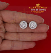 King of Blings- Aretes Para Hombre 925 White Silver 1.78ct Cubic Zirconia Round Women's Earrings KING OF BLINGS