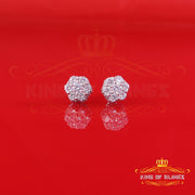King of Blings- 2.00ct Cubic Zirconia 925 White Silver Sterling Hip Hop Floral Women's Earrings KING OF BLINGS