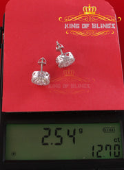 King of Blings- White 925 Sterling Silver 1.77ct Cubic Zirconia Hip Hop Round Earring For Ladies KING OF BLINGS