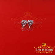 King of Blings- 1.28ct Cubic Zirconia White 925 Sterling Silver For Men's/Womens Round Earrings KING OF BLINGS