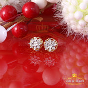 King of Blings-0.05ct Diamond 925 Sterling Silver Yellow For Men's & Women's Floral Earrings KING OF BLINGS