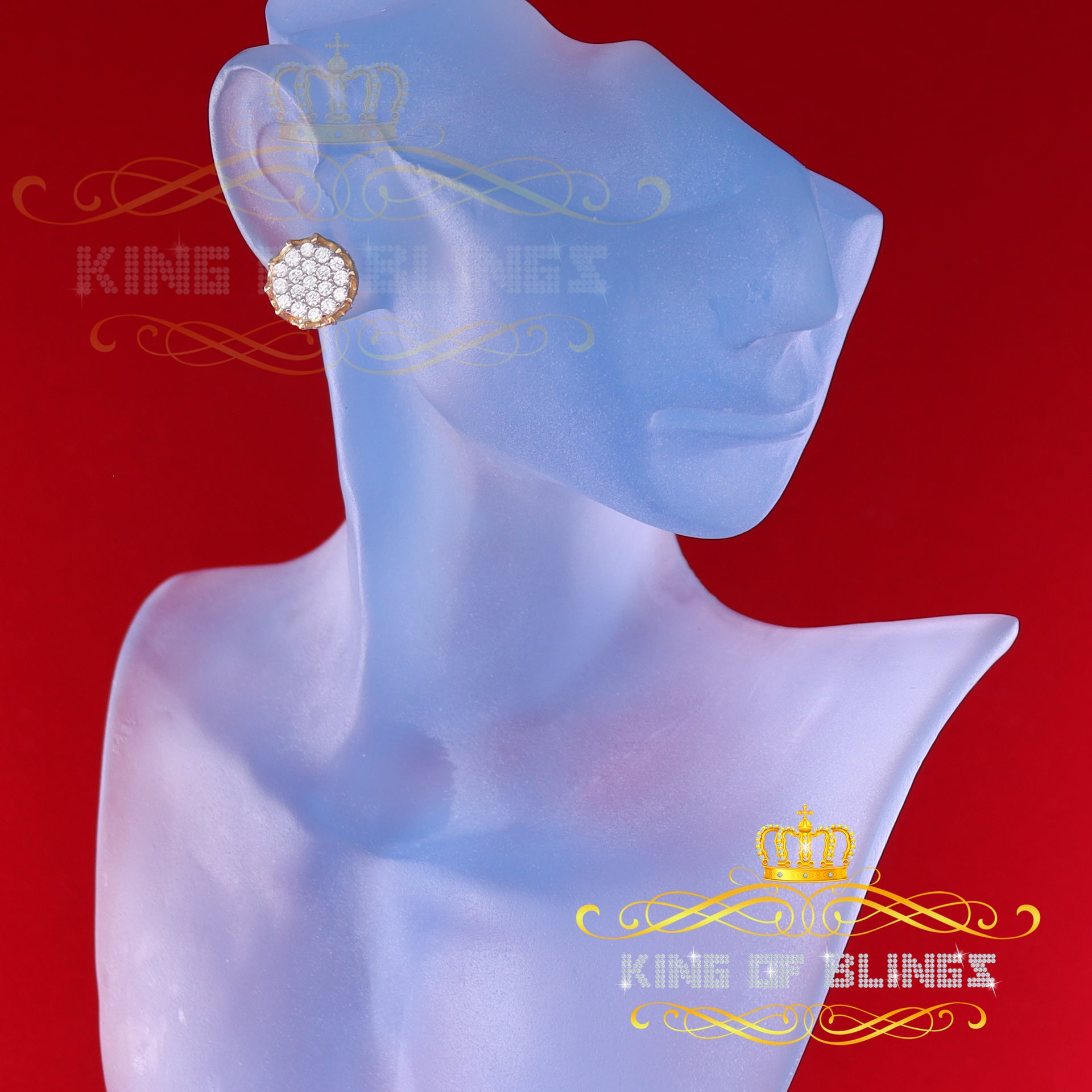 King of Bling's Hip Hop Yellow 925 Silver 2.04ct Cubic Zirconia Women's & Men's Floral Earrings KING OF BLINGS