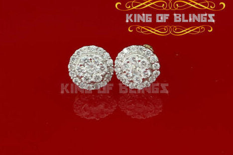 King of Bling's 925 Yellow Silver 1.96ct Cubic Zirconia Women's & Men's Hip Hop Round Earrings KING OF BLINGS