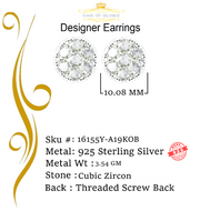 King of Bling's 3.02ct Cubic Zirconia 925 Yellow Silver Women's & Men's Hip Hop Round Earrings KING OF BLINGS