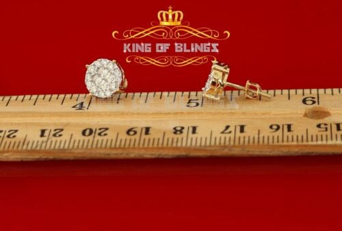 King of Bling's 925 Yellow Silver Screw Back 1.44ct Cubic Zirconia Round Earrings For Ladies KING OF BLINGS