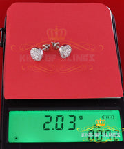 King of Blings- 925 White Silver 0.90ct Cubic Zirconia Women's & Men's Hip Hop Floral Earrings KING OF BLINGS