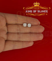 King of Blings- Aretes Para Hombre 925 White Silver 0.84ct Cubic Zirconia Round Women's Earring KING OF BLINGS
