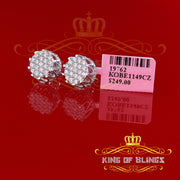 King of Blings- White 925 Sterling Silver 2.04ct Cubic Zirconia Women's & Men's Floral Earrings KING OF BLINGS