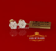King of Bling's 925 Yellow Silver Sterling 2.06ct Cubic Zirconia Hip Hop Floral Women's Earrings KING OF BLINGS